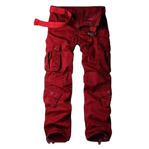 Pantalon Cargo Formel Homme Personnalisé 2025 2026 en Polyester/Coton Respirant avec Cordon de Serrage et Poches Latérales Couleur Rouge Été - Product Image 1