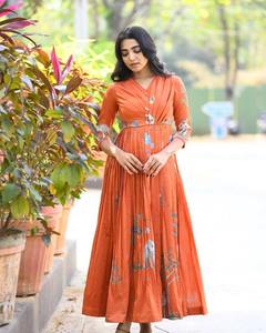 Vestido Largo de Verano 2026 con Cuello en V para Mujer, Estilo Western, Lavable, de Muselina, con Mangas 3/4, Tejido Sólido - Product Image 3