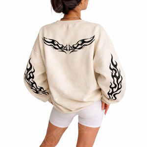 Sweat-shirt unisexe surdimensionné à col rond personnalisé, bleu marine, rose et beige, streetwear, pull décontracté, mode d'hiver - Product Image 4