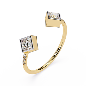 Bague de fiançailles moderne en or 10 carats avec diamant de laboratoire taille émeraude géométrique, sertie de griffes et ornée d'accentuations latérales, certifiée IGI pour femme - Product Image 4
