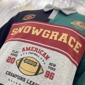เสื้อแจ็คเก็ตแขนยาวผู้ชายสีสันตัดกัน ยี่ห้อ Snowgrace ปักโลโก้ ปกคอพับ ทรงปกติ เสื้อผ้าสำหรับผู้ใหญ่ - Product Image 5