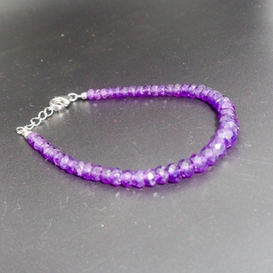 Pulsera de cuentas facetadas de amatista natural con cierre de langosta de plata de ley 925, joyería de piedras preciosas hecha a mano, moderna y unisex. - Product Image 4