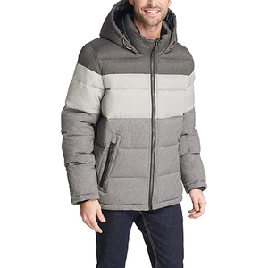Veste matelassée en laine noire pour homme North-Face, style streetwear, col à capuche, fermeture éclair, imperméable, matière extérieure en nylon, logo sur le devant - Product Image 1