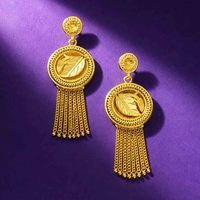 Pendientes Colgantes de Latón con Baño de Oro de 14K, 18K, 24K, Diseño Floral Africano Turco, Estilo Árabe de Oriente Medio, Venta al por Mayor