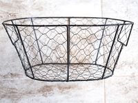 Panier à œufs en fil métallique noir, style rustique, campagnard chic, ferme, antique, cuisine française minimaliste moderne