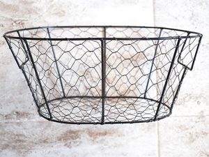 Black Wire <b>Egg</b> Basket Rustic Primitive Cottage Chic Country Farmhouse Antique Style, French Kitchen Minimal Modern - Product Image 2