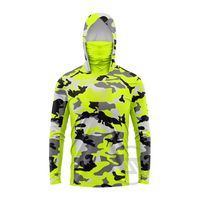Chemise de pêche à manches longues pour homme, imprimée par sublimation, anti-UV, à capuche, bleue, séchage rapide, motif imprimé, compression – Meilleure vente
