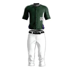 Uniforme de baseball personnalisé pour hommes, ensemble maillot et pantalon vert et blanc, numéro 6, polyester anti-humidité, manches courtes, coupe régulière - Product Image 6