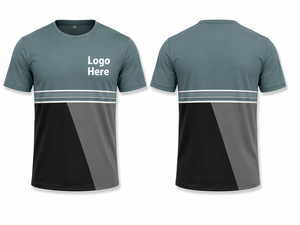 เสื้อยืดแขนสั้นผู้ชายสไตล์สปอร์ต สีบล็อกกิ้ง แห้งเร็ว คอกลม ทรงปกติ มีลาย พิมพ์ลายสกรีน ผ้าโพลีเอสเตอร์ถัก 100% - Product Image 1