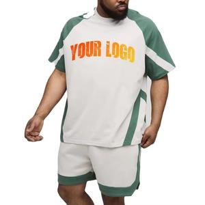 Conjunto Deportivo Europeo Americano de Verano para Hombre, Dos Piezas, Estampado, Lavado Ácido, Transpirable, Ligero, con Logotipo Frontal - Product Image 1