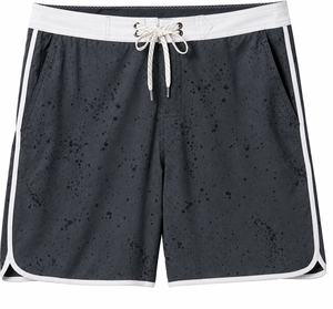 Short de bain pour homme noir uni à imprimé pois, avec bande latérale, séchage rapide, taille à cordon de serrage, entrejambe de 7 pouces, personnalisé par sublimation - Product Image 1