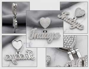 925 Sterling Silver Iced Out Heart <b>Name</b> Pendant <b>Custom</b> Personalized Hip Hop Jewelry Pendant - Product Image 1