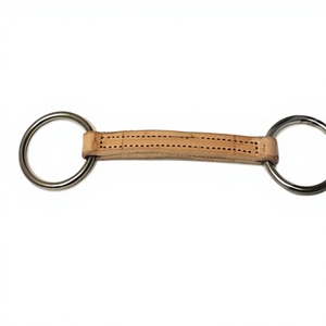 Bocado de caballo envuelto en cuero marrón, de acero inoxidable, con anillo suelto y boquilla lisa, para equitación - Product Image 5