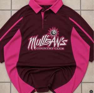 Chemise de golf pour homme Mulligans Country Club à manches courtes, impression numérique, couleur unie, anti-rétrécissement, séchage rapide, coupe classique, rose - Product Image 1