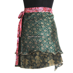 Hermosas minifaldas cruzadas multiusos, último estilo, faldas cortas cruzadas de seda, falda de buena calidad para niña/mujer, sari vintage. - Product Image 4