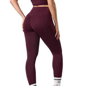 Burgundy Compression Legging Women High Waist Workout Tights Stretch Gym Yoga Pants Activewear Bottoms Daily Wear - Product Image 2