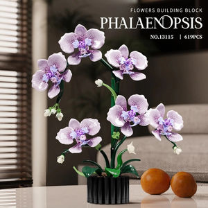 Bloques de construcción Phalaenopsis, 619 Uds., flores, orquídeas, plantas en macetas, modelo de simulación, decoración del hogar, rompecabezas para niños, juguete, regalo de cumpleaños para niñas - Product Image 2
