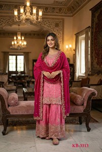 Salwar Kameez Tradicional de Seda con Bordado Chinon y Lentejuelas para Bodas, Diwali y Ocasiones Indias y Pakistaníes - Product Image 5