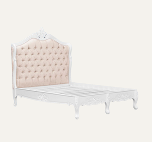 Cama King Size Tapizada de Lujo Europea Clásica Hecha a Mano con Estructura de Madera de Caoba, Muebles de Dormitorio Cómodos y Ensamblados - Product Image 3