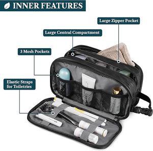 Genuine Leather Wholesale Shaving Pouch Organizer Travel Pouch Beauty Zipper Cosmetic <b>Bags</b> Women's Makeup <b>Bag</b> Men's Toiletry <b>Bag</b> - Product Image 3