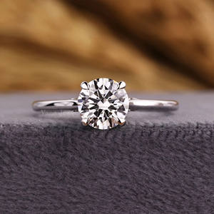 Anillo de Compromiso con Diamante Cultivado en Laboratorio, Corte Excelente, Claridad VS1, Certificado IGI, Engaste Halo Oculto, Moderno, Oro Blanco, para Boda - Product Image 1