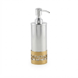 Dispensador de Jabón de Acero Inoxidable con Diseño Griego Dorado, Botella de Metal Premium con Bomba para Líquido o Loción, Ideal para Hoteles y Baños Modernos - Product Image 1