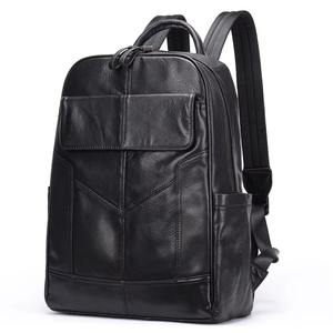 Sac à dos en cuir véritable noir pour hommes, sac pour ordinateur portable de 7 pouces, sac à dos de voyage, sac à dos décontracté pour le travail et les affaires - Product Image 4