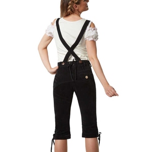 Shorts en cuir suédé authentique pour femmes, style Lederhosen classique, avec broderie traditionnelle feuille de chêne et doublure confortable et lisse. - Product Image 2