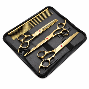 Nouvelles Ciseaux de Toilettage Professionnels 2026 – Ensemble d'Outils de Toilettage pour Chiens et Chats en Acier Inoxydable Plaqué Or avec Logo Personnalisé - Product Image 1