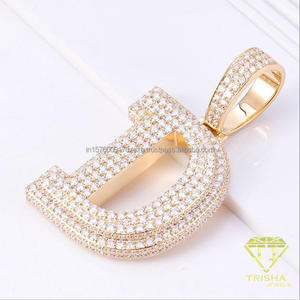 Collier pendentif moderne en forme de lettre D avec détails de pierres brillantes en diamant de laboratoire, bijou initial élégant - Product Image 5