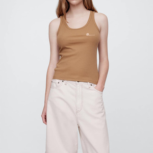 Camiseta sin mangas informal de canalé para mujer, de verano, sin mangas, de longitud regular, de spandex/algodón, de secado rápido, ecológica y transpirable - Product Image 1