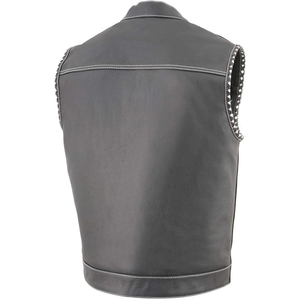 Chaleco Deportivo Samroz para Hombre, Modelo Old Glory Negro, Cuero Premium, Estilo Club, Cuello en V, Transpirable, Cierre de Cremallera, Costuras Grises, con Cordones - Product Image 2