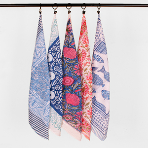 Sanganeri Block Printed Handcrafted Cotton Bandanas Floral Breathable Sustainable Unisex Vintage Print <b>Head</b> Neck <b>Wrap</b> Pet Scarfs - Product Image 1