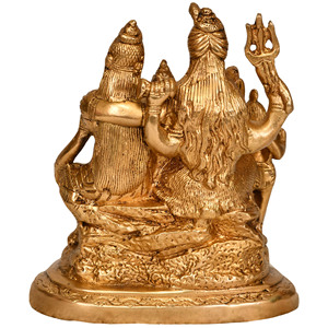 Esculturas hechas a mano de la familia Shiva de 6 pulgadas en latón ilustraciones indias tradicionales para regalar - Product Image 2