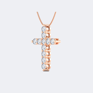 Collier pendentif croix serti de diamants taille ronde, aspect élégant, bijoux religieux, à porter au quotidien, cadeau tendance pour femmes et hommes - Product Image 1