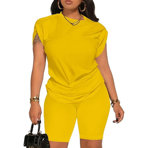 Ensemble deux pièces décontracté pour femmes, haut et short surdimensionnés, vêtements de détente pour femmes - Product Image 1