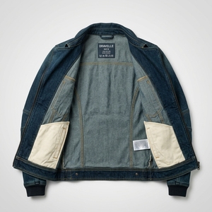 Blouson Moto Homme en Jean Délavé Bleu Pétrole avec Fermeture Éclair Asymétrique, Panneau en Maille Respirante et Boucle Ajustable - Product Image 5