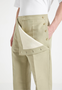 <b>Men's</b> <b>Khaki</b> Formal Trousers High Waist Straight Fit Anti-Wrinkle Polyester Woven Pants Spring Season Flat Front Zipper Fly - Product Image 5