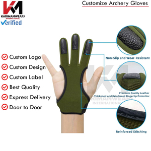 Gants de tir à l'arc en cuir à 3 doigts renforcés, protection pour le tir à l'arc, logo personnalisé, fabrication sous contrat B2B - Product Image 4