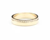 Anillo de Boda de Media Eternidad con Diamante Cultivado en Laboratorio de Oro Amarillo de 14K, Corte Brillante Redondo - Product Image 3