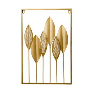 Premium Handmade Metal <b>Leaf</b> <b>Wall</b> <b>Decor</b> Nordic Style Framed <b>Wall</b> Hanging for Luxury Home Interior Decoration - Product Image 4