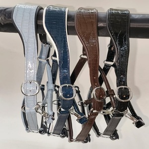 EQESTRIAN English Saddle <b>Style</b> <b>Head</b> Collar Halter Softy Padded in Black & Brown with Brass or Chrome Plated Leather Fittings - Product Image 3