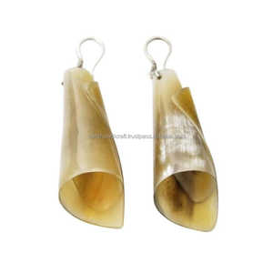 Pendientes de cuerno para orejas sensibles, pendientes de cuerno de estilo étnico, pendientes de cuerno de búfalo de lujo de aspecto bonito a precios con descuento - Product Image 3