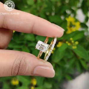 Charm Jewells <b>Cushion</b> Cut Moissanite IGI Certified Engagement Ring 18K Gold Filled Prong Setting Women's Classic Wedding Band 3g - Product Image 3