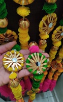 PomPom senar karangan bunga Torans Dekorasi Pernikahan India multi warna latar belakang indah bahan wol gantung Properti dekorasi trendi