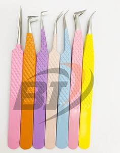 Pinzas de extensión de pestañas profesionales de alta calidad con recubrimiento en polvo personalizado, Punta puntiaguda de acero inoxidable con etiqueta privada - Product Image 4