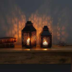 New Middle East Arabian Style Handmade Ironwork Metal Lantern Christmas Easter Decorative Home <b>Candle</b> <b>Holder</b> Portable Hollow - Product Image 1