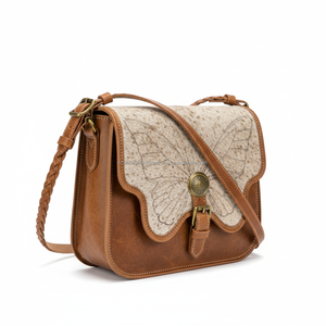 Bolso bandolera de piel auténtica con estampado de mariposas, estilo vintage, para mujer, con correa trenzada - Product Image 1