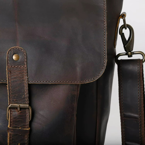 Sacoche pour ordinateur portable en cuir véritable vintage 18 pouces, sac messager bandoulière pour hommes et femmes, bureau, voyage - Product Image 2