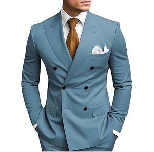 Costume Homme de Qualité Supérieure, Ensemble 2 Pièces Croisé Élégant pour Mariage et Soirée, Blazer et Pantalon de Smoking Personnalisé - Product Image 1